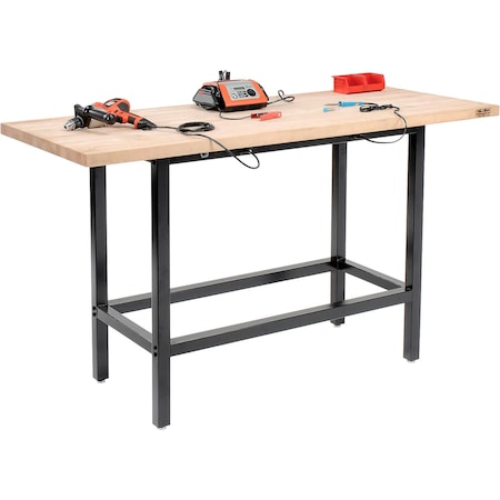 Global Industrial Standing Height Workbench, 72 x 30in, Maple Butcher Block Square Edge 318948